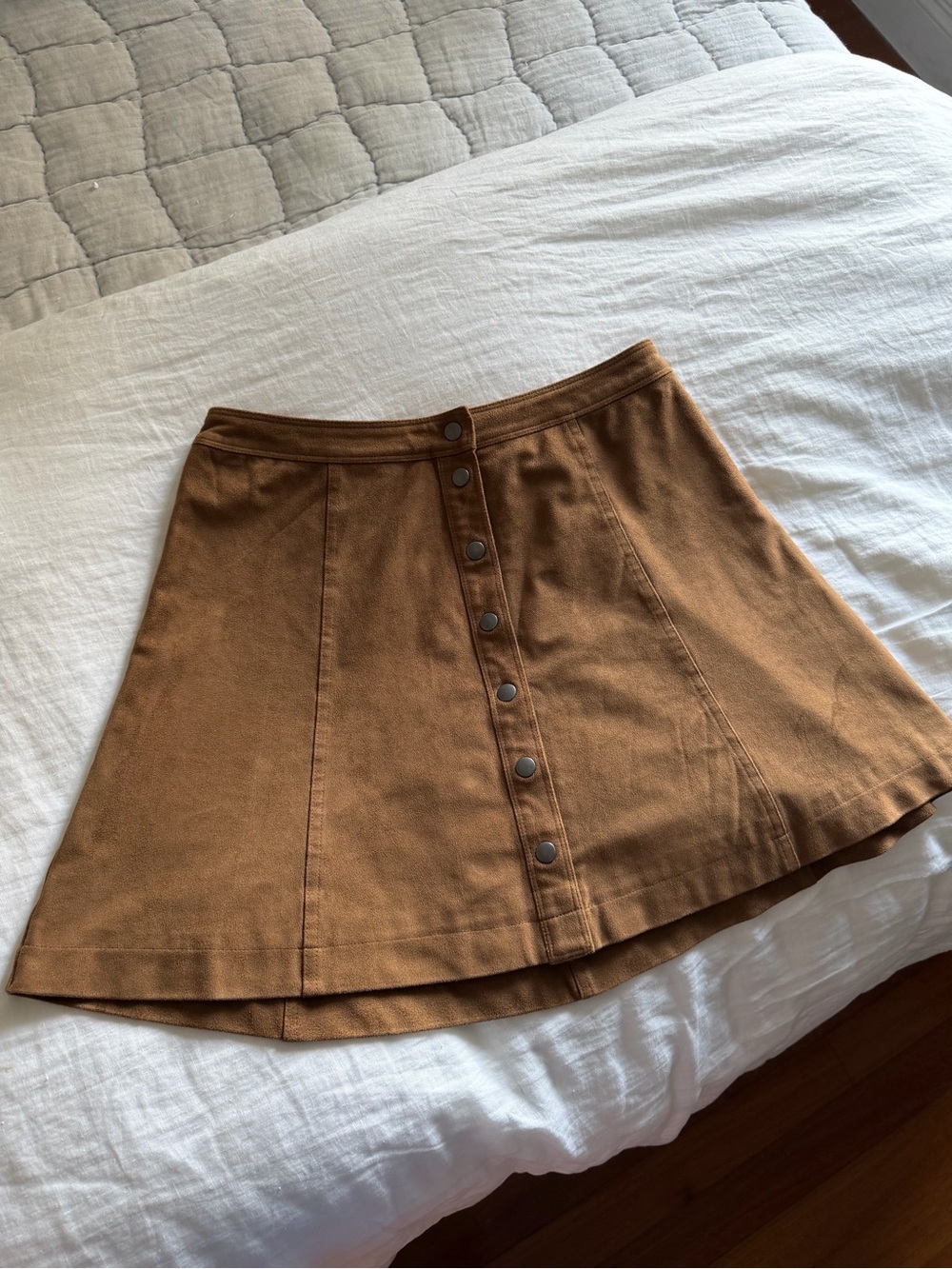 Abercrombie & Fitch Chestnut Brown Button-Front Skater Skirt